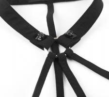 NEW WITCH PQ-109 Robe noire courte dcollet effet harnais, croix inverse au dos, punk casual goth PQ