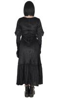 NEW WITCH Longue robe gothique mdival en velours noir, bordures brodes et laage
