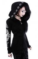NEW WITCH RITUAL HOODIE Sweat veste noire  grande capuche avec motifs sataniques, gothique occulte witch restyle