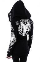 NEW WITCH RITUAL HOODIE Sweat veste noire  grande capuche avec motifs sataniques, gothique occulte witch restyle