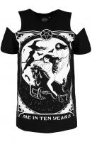 Me in Ten Years black long T-shirt, witch and goat, bare shoulders, nugoth restyle