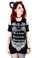 NEW WITCH We are the kids We are the kids, long black Tshirt, goth bat frame, bare shoulder, nugoth restyle