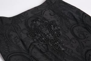 NEW WITCH KW127 Long black mermaid skirt with train, lace and embroidery, elegant Gothic retro