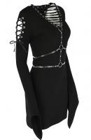NEW WITCH VENOM DRESS (COTON DRESS WITH HARNESS) Black VENOM DRESS with wide sleeves, harness and lacings, gothic restyle