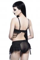 NEW WITCH Rosetta Boudoir Garter Belt Porte-jarretelles noir en dentelle avec froufrous, KILLSTAR lingerie sexy gothique