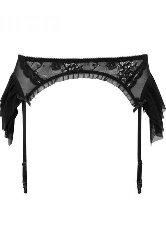 NEW WITCH Rosetta Boudoir Garter Belt Porte-jarretelles noir en dentelle avec froufrous, KILLSTAR lingerie sexy gothique