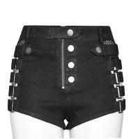 Black denim shorts with but...