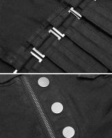 NEW WITCH K-393BK WK-393NDF-BK Short en jean noir avec boutons, ouvertures et sangles, rock nugoth Punk Rave