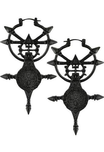 NEW WITCH VEGVISIR EARRINGS black Boucles d\'oreilles Vegvisir noir  symboles vikings, gothique pagan, Restyle
