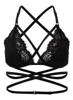 Black lace bra with straps,...