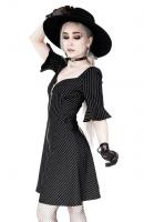 NEW WITCH PINSTRIPE SWEETHEART DRESS Robe Sweetheart noire  rayures blanches, lune argent, nugoth gothique, restyle
