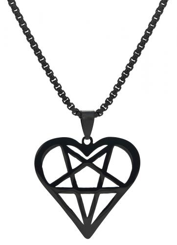 NEW WITCH Collier coeur pentacle invers noire, sorcellerie witch nugoth goth occulte