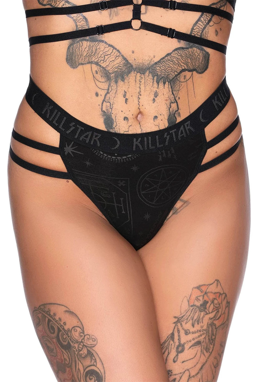 Hex Club black Panty with straps and occult pattern KILLSTAR > NEW