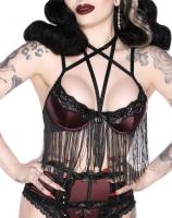She`s Poison wine and black Bra with straps, lace and fringes, KILLSTAR, sexy gothic