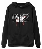 Manga face in tears of blood, Black hoodie Sweat, goth street
