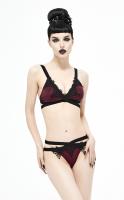 NEW WITCH SST008 Maillot de bain 2pcs lgant Bikini rouge et noir  broderie, goth devil fashion