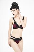 NEW WITCH SST008 Maillot de bain 2pcs lgant Bikini rouge et noir  broderie, goth devil fashion