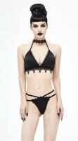 NEW WITCH SST010 Maillot de bain noir 2pcs lgant Bikini  broderie, goth devil fashion