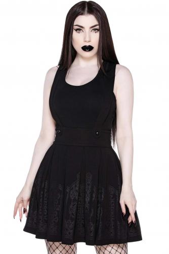 NEW WITCH AURA SKIRT Jupe taille haute  bretelles et motif vitraux occultes KILLSTAR, goth witch