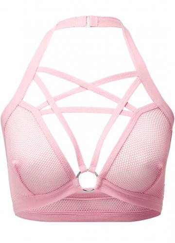 NEW WITCH POSSESS ME FISHNET BRALET [PASTEL PINK] Pastel Pink Possess Me Fishnet Bralet KILLSTAR, cute kawaii witch