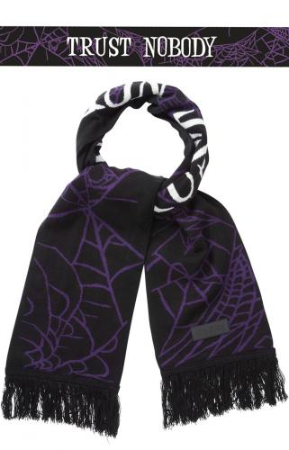 NEW WITCH TRUST NOBODY SCARF Black scarf with purple spider web, Trust Nobody Scarf KILLSTAR, goth witchy
