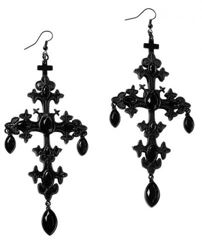 NEW WITCH Crossed Desire Earrings [B] Boucles d\'oreilles Crossed Desire Killstar, croix noire goth