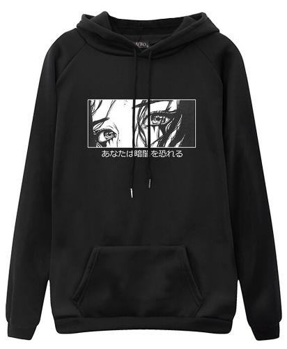 NEW WITCH Sweat hoodie noir, visage triste expressif, goth street