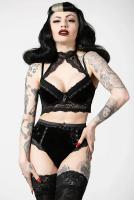 NEW WITCH MERCY LACE BRA [B] Mercy Black velvet bralet with lace and choker KILLSTAR, burlesque sexy