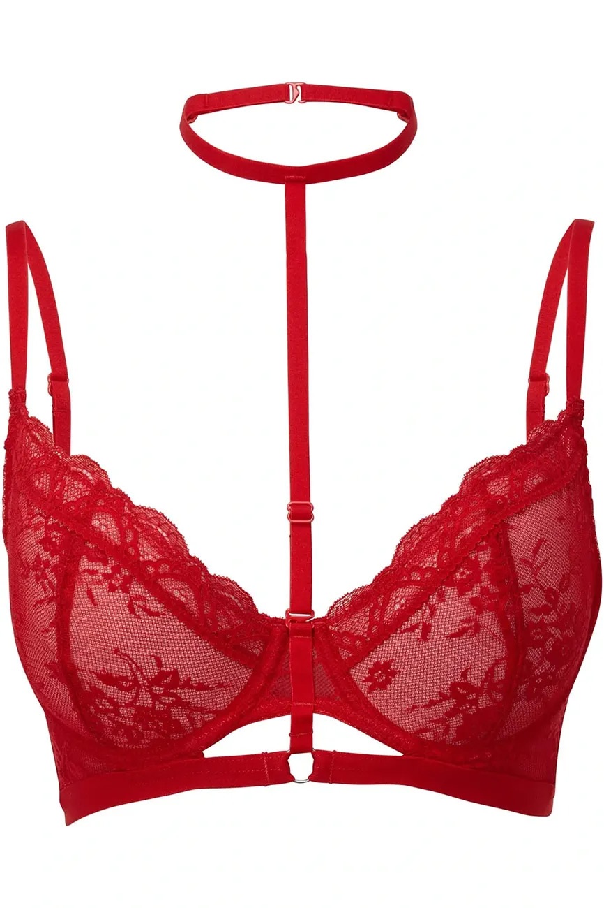 Sheer Evil red Bra with neck strap KILLSTAR, sexy goth delicate > NEW WITCH  - KILLS0632