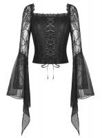 Black lace-up Top with flared...