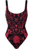 Black and red baphomet Beach Beast swimsuit, KILLSTAR occult goth