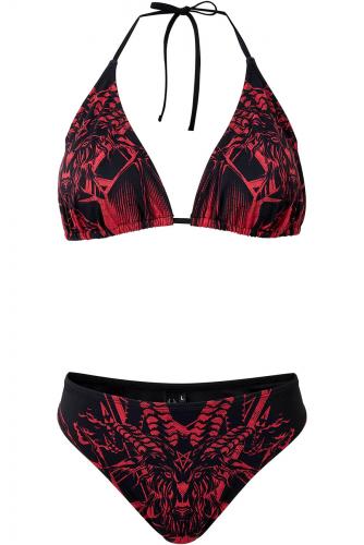 NEW WITCH BEAST BABE 2-PIECE SWIMSUIT Set bikini noir et rouge baphomet, KILLSTAR maillot de bain goth occulte metalhead