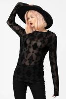 NEW WITCH CROSSED MESH LONG SLEEVE TOP Crossed Mesh Long Sleeve Black Top KILLSTAR, goth witch