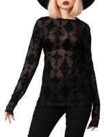 Top T-shirt noir transparent motif ancien et longues manches KILLSTAR goth witch