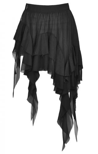 NEW WITCH KW218 Jupe ou sur-jupe noire  lambeaux et volants de tissu, goth rock, Darkinlove