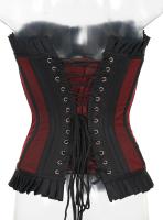 NEW WITCH Corset noir  rsille rouge avec zip et bordure plisse