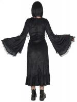 NEW WITCH Long black velvet dress with lace-up and double flared sleeves