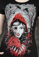 NEW WITCH CHAPERON black t-shirt Red Riding Hood with wolf heart horror t-shirt