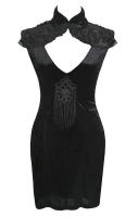 Sleeveless black velvet dress...
