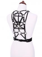NEW WITCH Harnais bretelles ceinture noire avec sangles lanire et anneaux gothique fetish