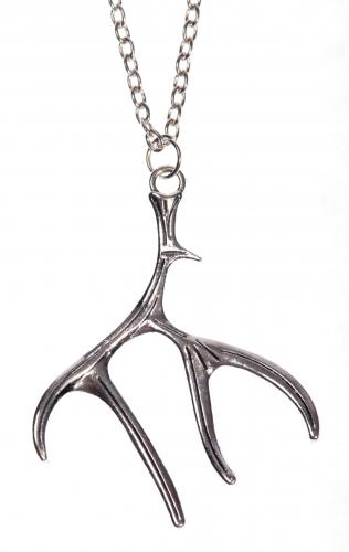 NEW WITCH Silvery necklace with a stag deer antlers, vintage gothic occult