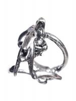 NEW WITCH Silvery ring with a saber-toothed smilodon cat skull, witch occult gothic