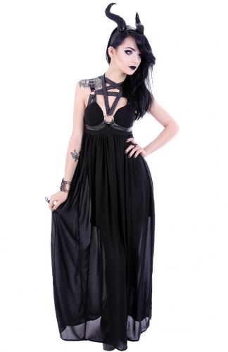 NEW WITCH PENTAGRAM DRESS Robe noire harnais pentagramme, gothique fashion, witch, sorcire occulte, restyle