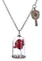 Red rose under bell necklace ...