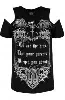 T-shirt noir long cadre goth et chauve-souris, We are the kids, nugoth restyle