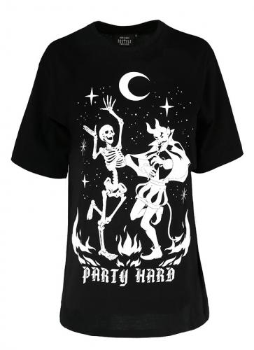 NEW WITCH PARTY HARD DEVIL DANCE Party Hard Black Oversized tshirt Devil Dance, gothic nugoth restyle