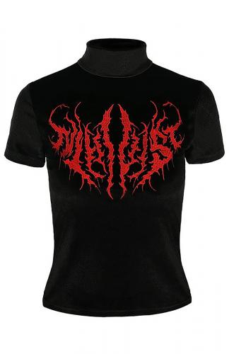 NEW WITCH BLACK VELVET TOP NIHILIST Black velvet tshirt top NIHILIST red embroidery, metal style, Gothic nugoth, Restyle