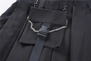 NEW WITCH KW152 Minijupe noire plisse avec pochette et fermeture clair, gothique rock, Darkinlove