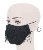 NEW WITCH WS-380BK Black fabric elegant reusable mask with embroidery and rose