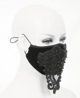 NEW WITCH MK019 Masque en tissu noir velours lgant, broderie et perles, mode